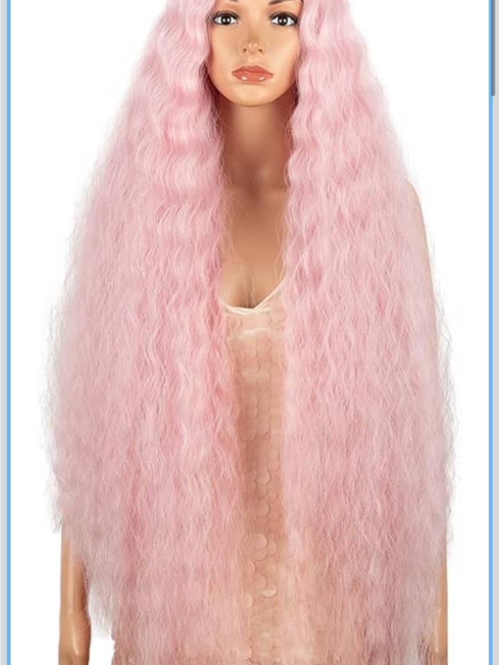 Style Icon Long Wavy Pink Women’s Hair Wig 41” - Soft Pink Synthetic Lace Front